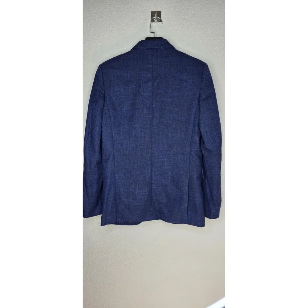 New Rock & Roll Basket Weave Sportcoat Western Navy Paisley Lined 40R Men Blazer